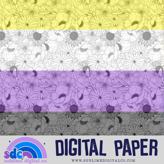 Nonbinary Floral • Pride • Digital Paper • Instant Download