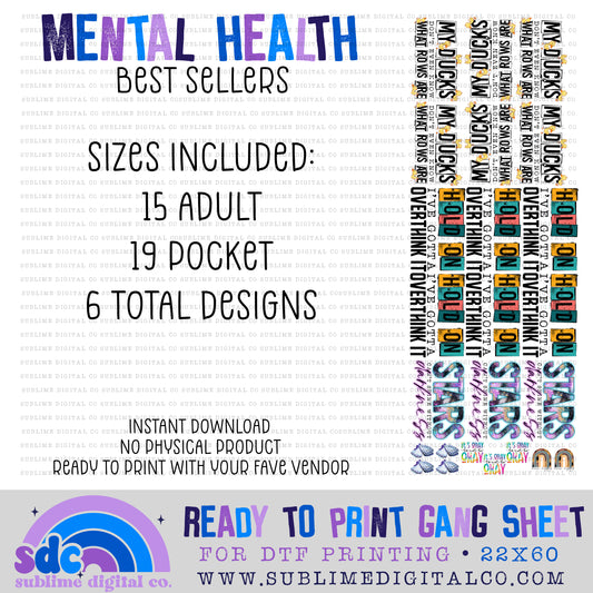 Best Selling Mental Health • Premade Gang Sheets • Instant Download • Sublimation Design