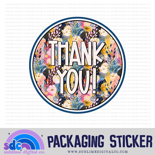 Abstract Floral Ty Circle | Small Business Stickers | Digital Download | PNG File