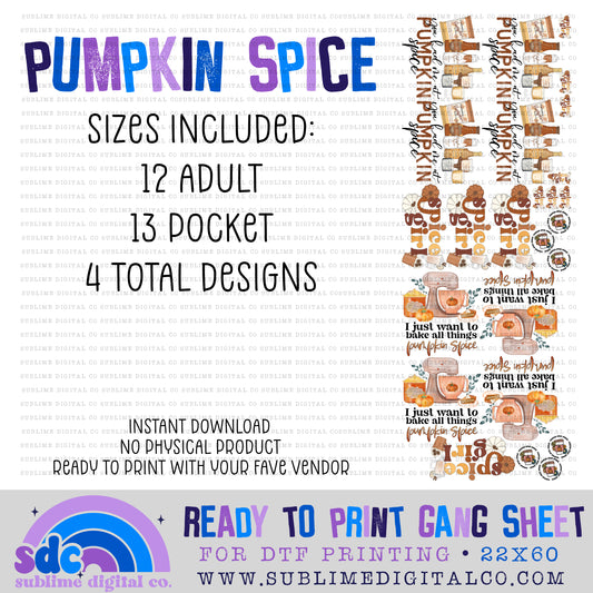 Pumpkin Spice • Premade Gang Sheets • Instant Download • Sublimation Design