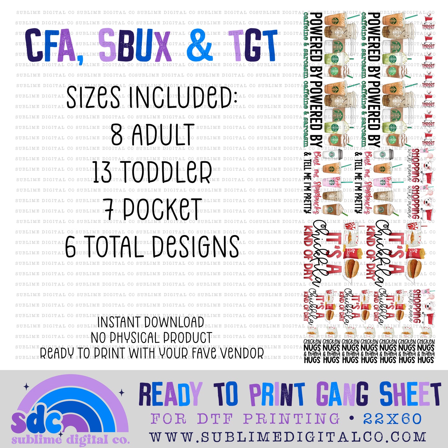 Shopping • Premade Gang Sheets • Instant Download • Sublimation Design