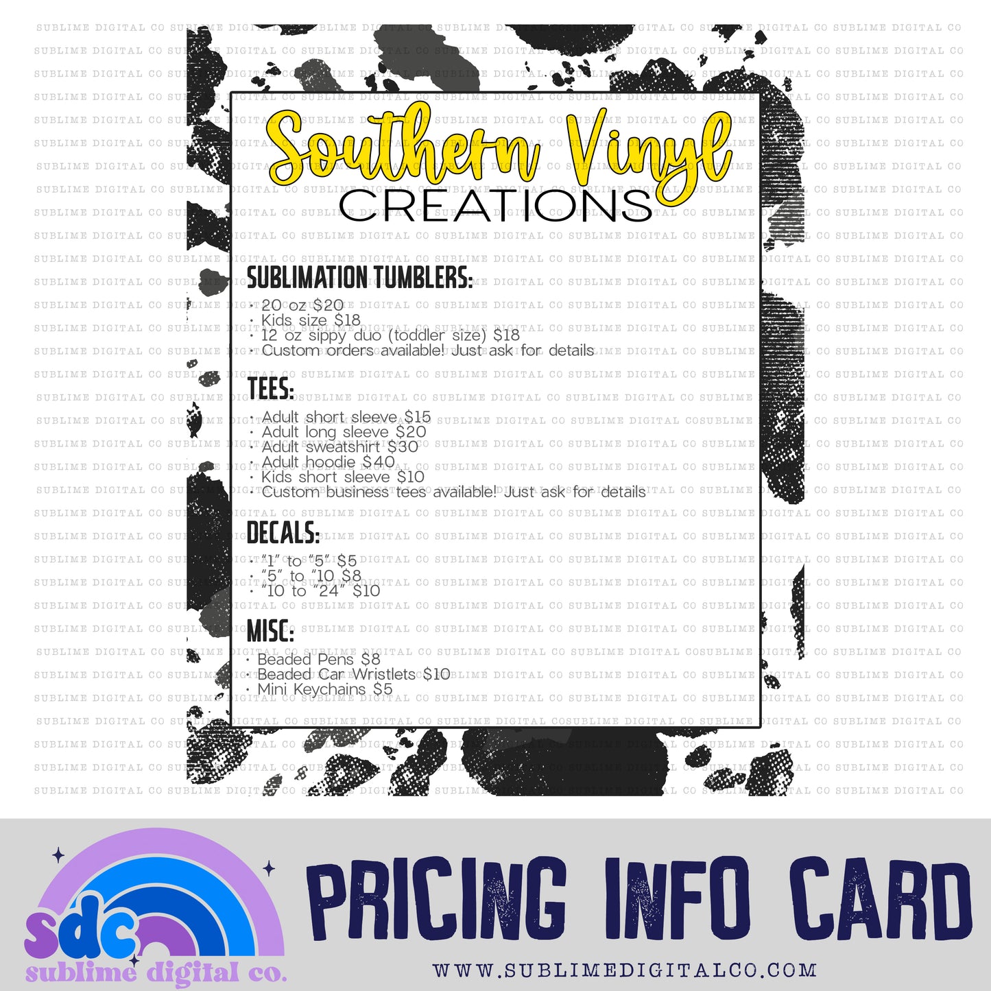 Pricing Info Card • Business Branding • Custom Digital Designs