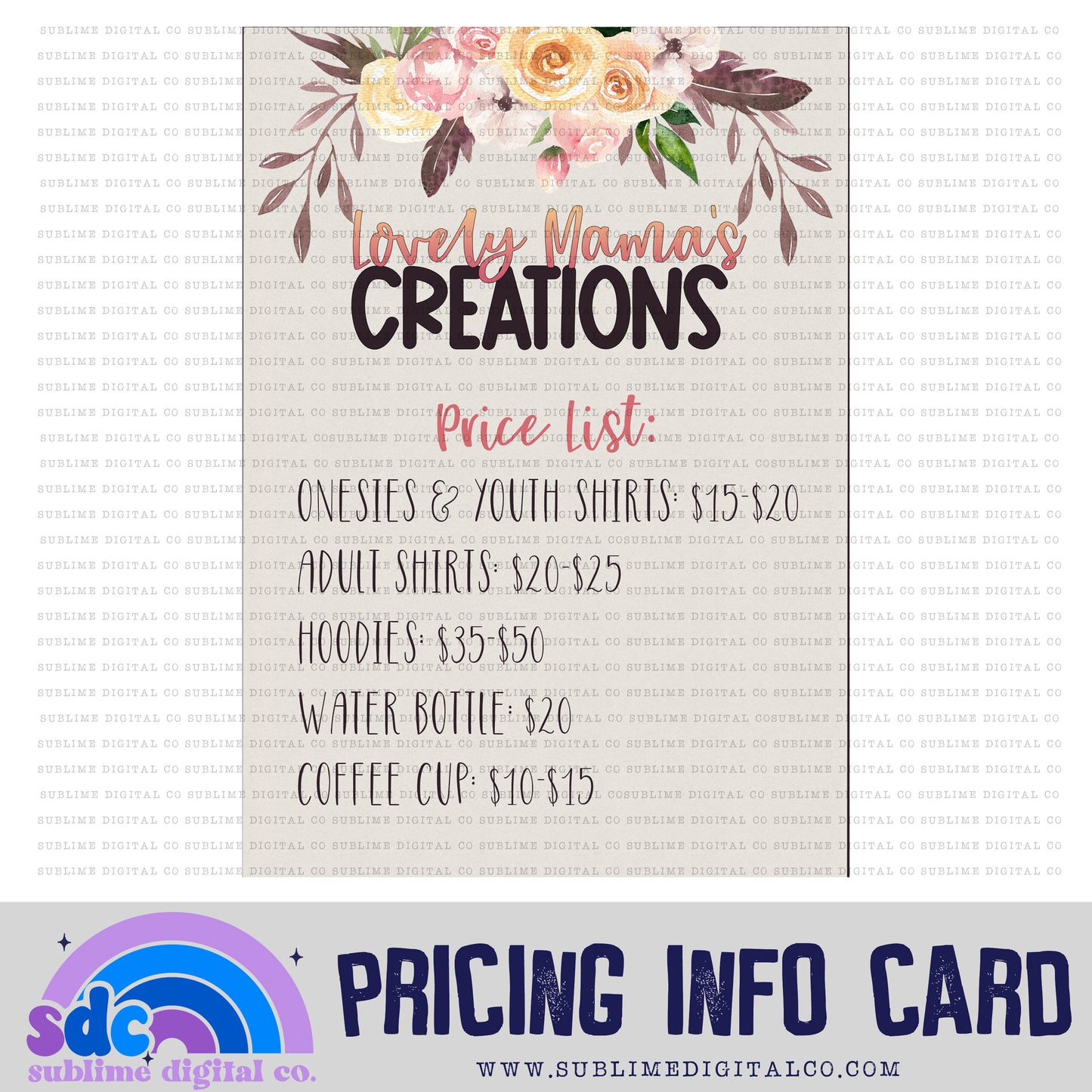 Pricing Info Card • Business Branding • Custom Digital Designs