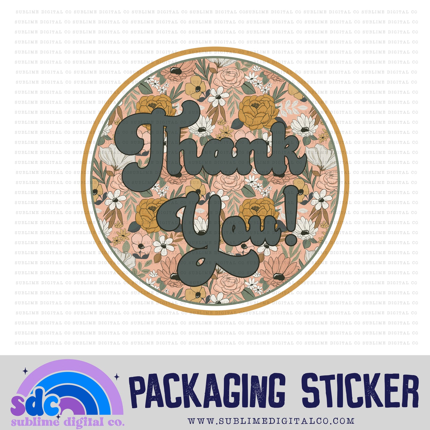 Thank You Circle - Floral | Small Business Stickers | Digital Download | PNG File