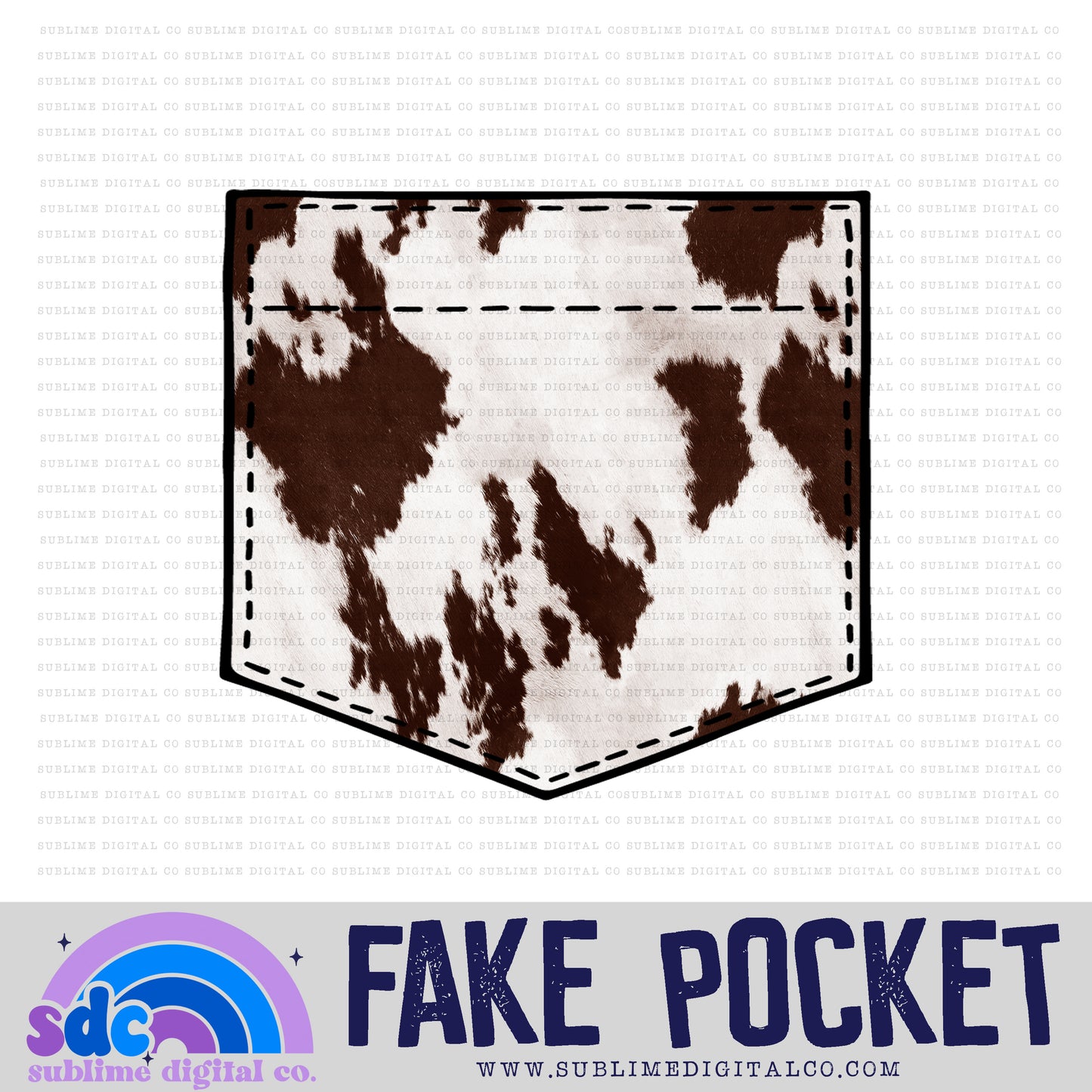 Brown Cow Print • Fake Pocket • Instant Download • Sublimation Design