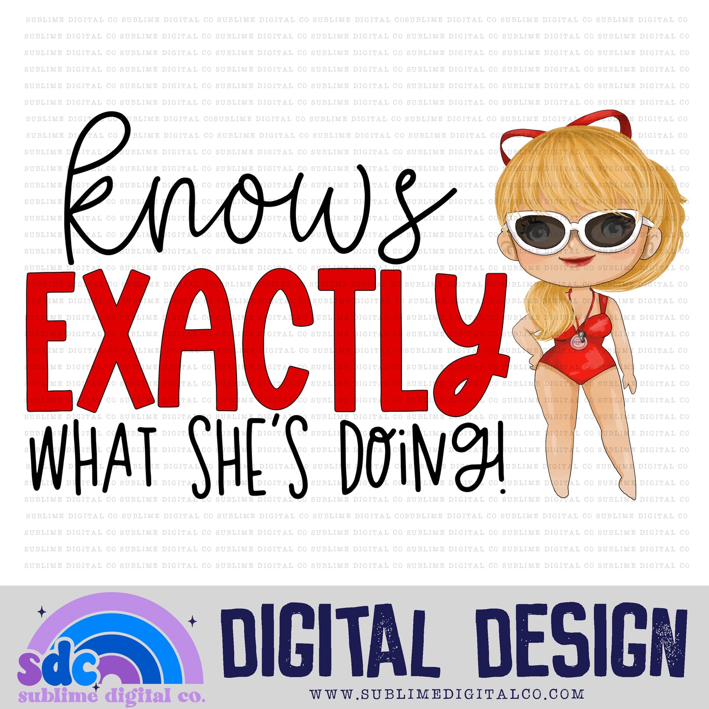 Knows Exactly What She's Doing • Baseball • Instant Download • Sublimation Design