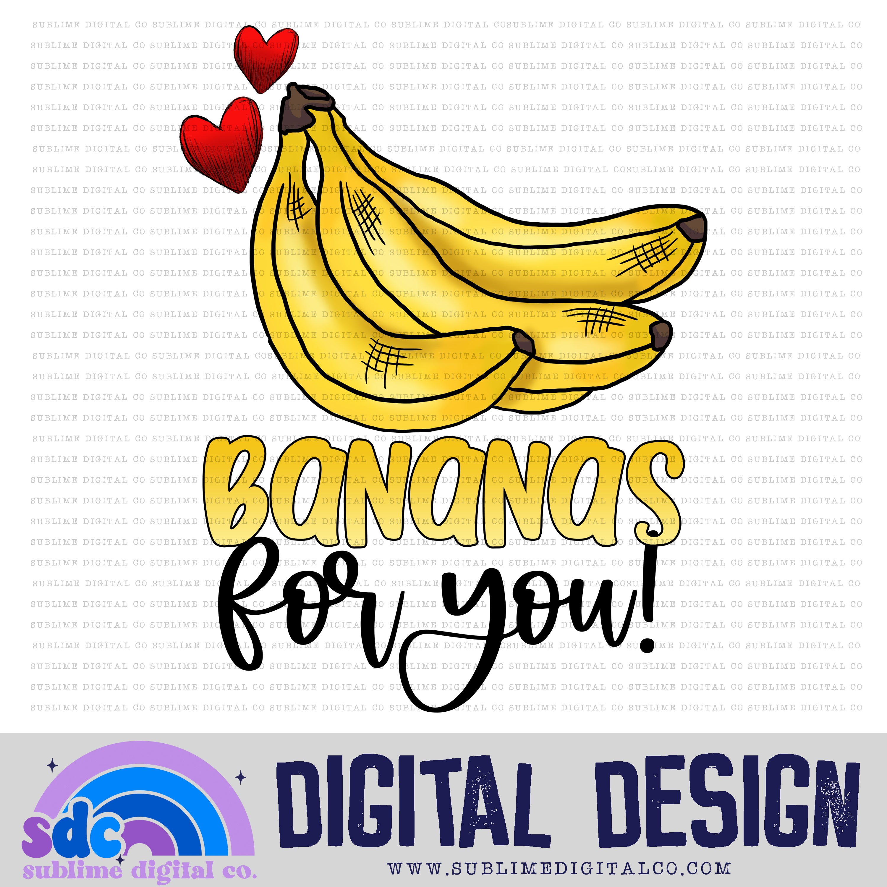 Bananas For You Valentines Day Sublimation Design Instant Down Sublime Digital Co