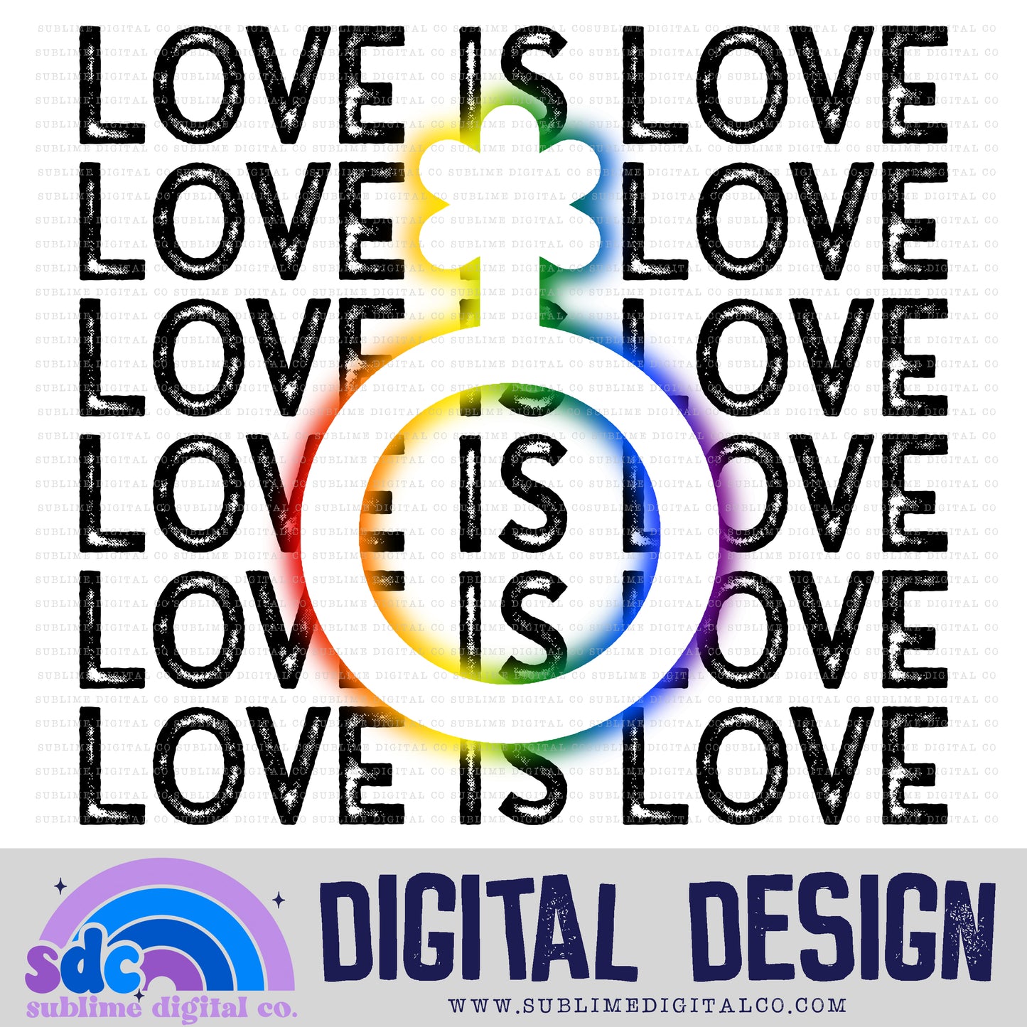 Love is Love - Neon - Genderqueer • Pride • Instant Download • Sublimation Design