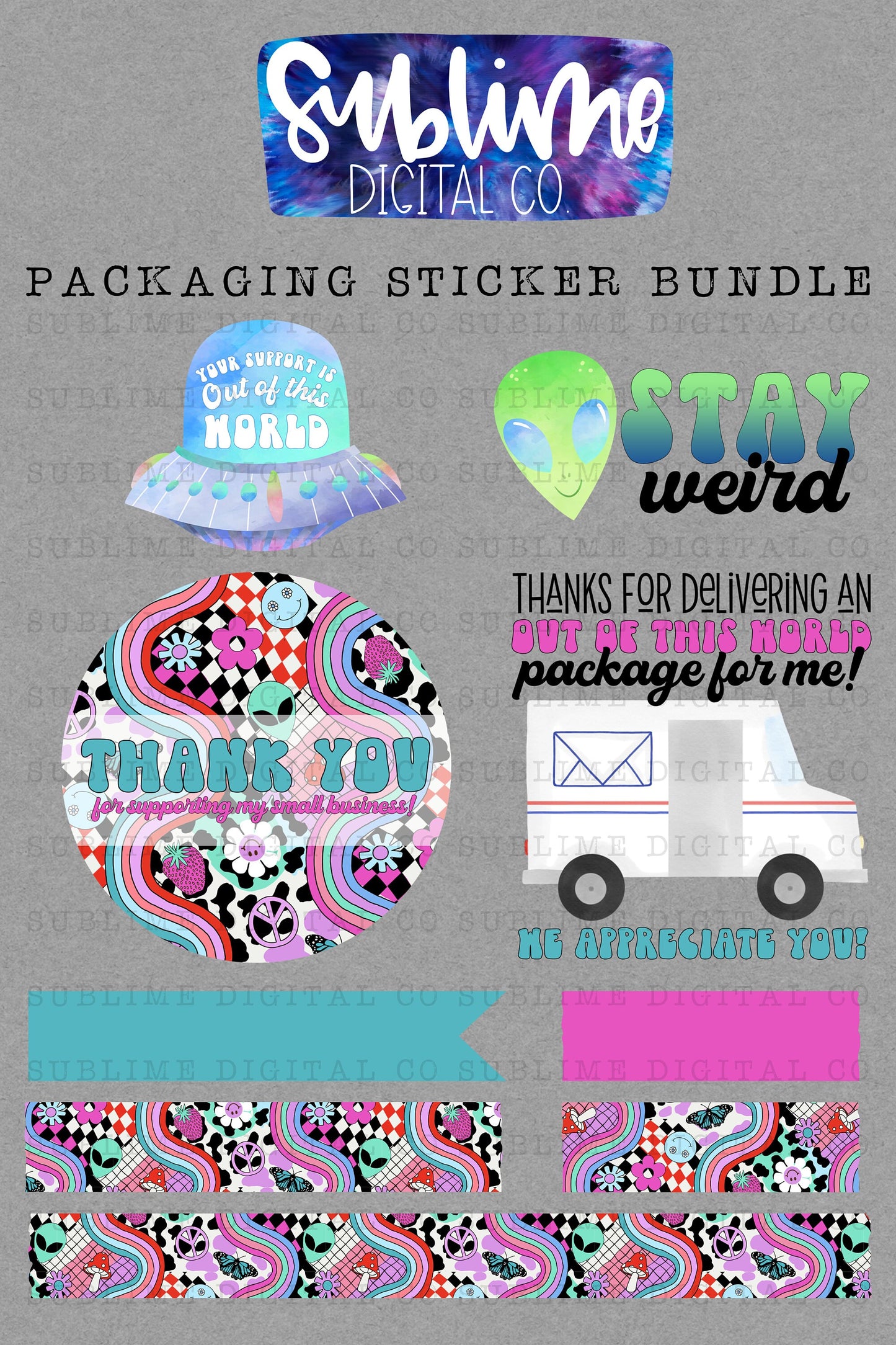 Alien Aesthetic Sticker Bundle | PNG Files | Digital Download