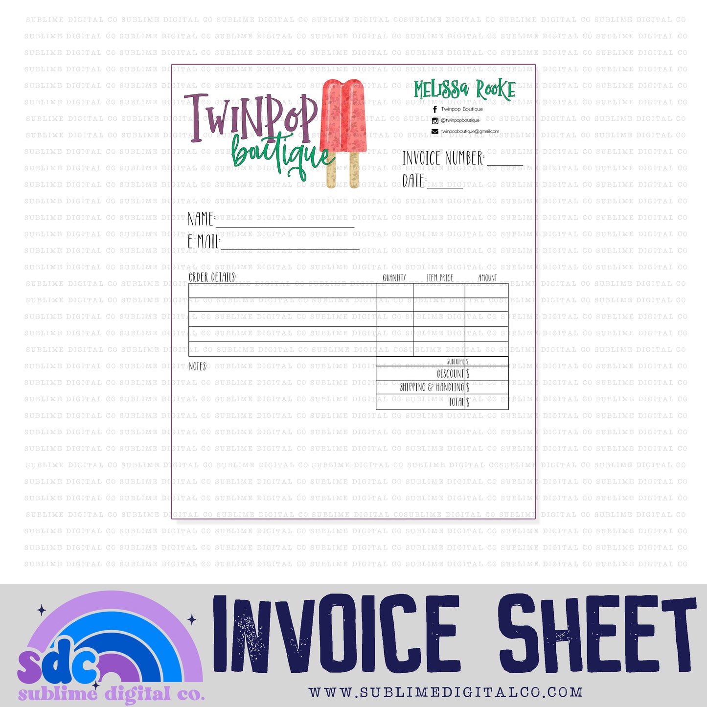 Invoice Sheet with Logo Design • Business Branding • Custom Digital Designs