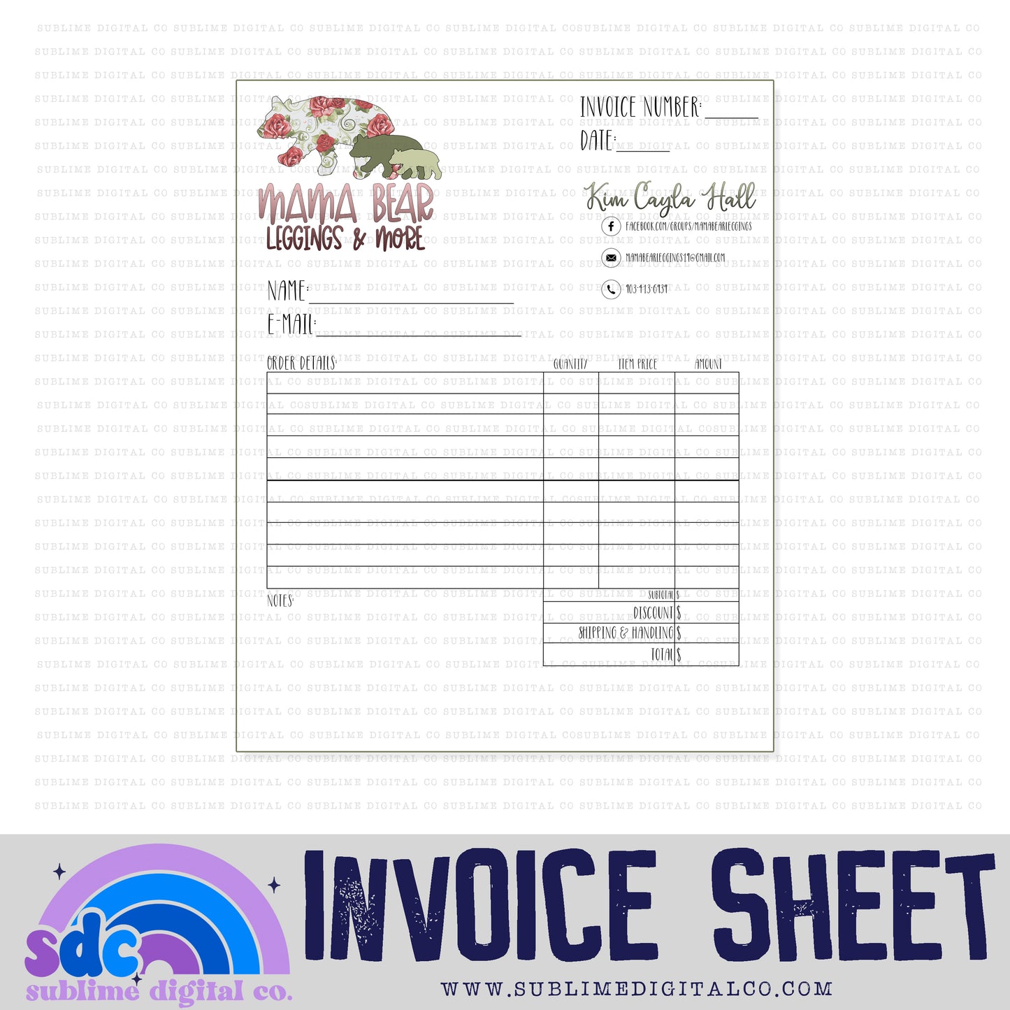 Invoice Sheet with Logo Design • Business Branding • Custom Digital Designs