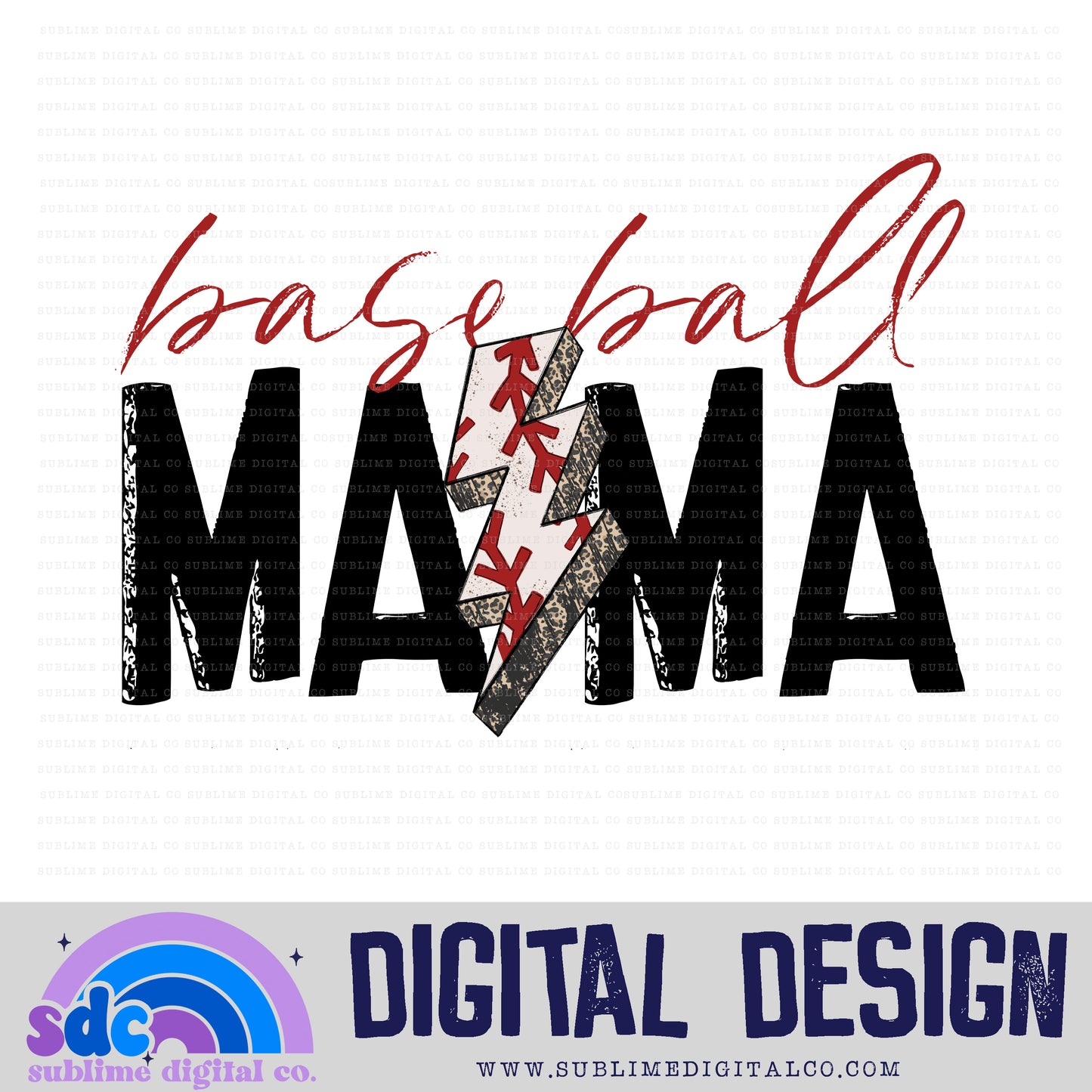 Baseball Mama - Lightning Bolt • Sports • Instant Download • Sublimation Design