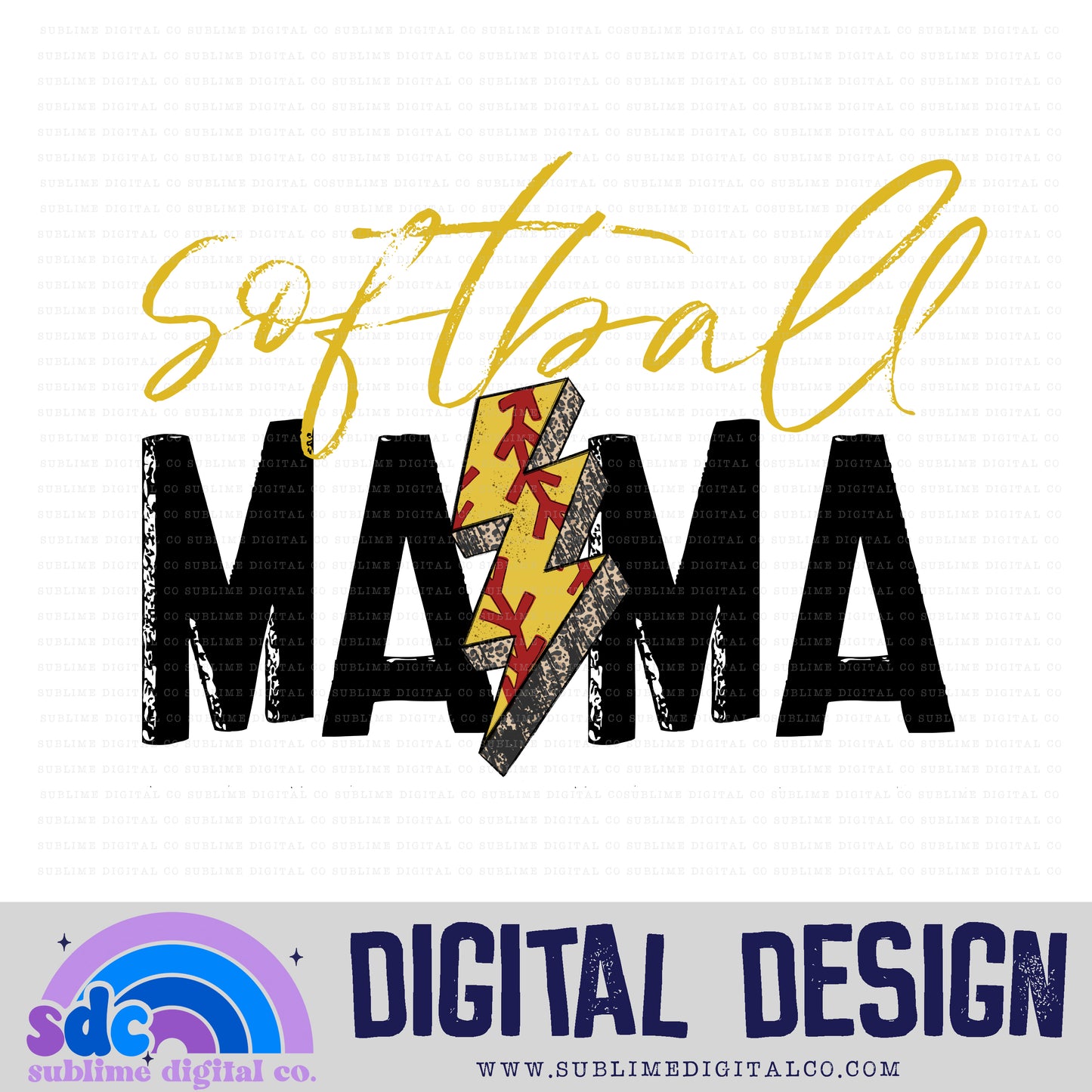 Softball Mama - Lightning Bolt • Sports • Instant Download • Sublimation Design