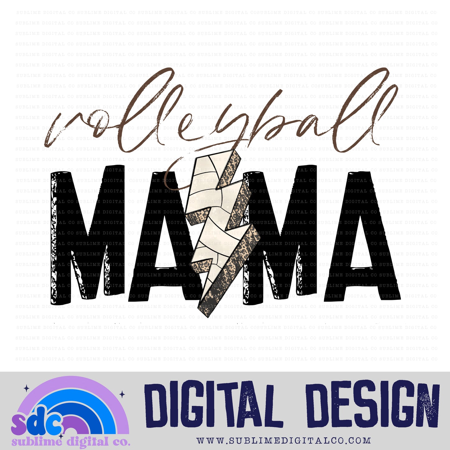 Volleyball Mama - Lightning Bolt • Sports • Instant Download • Sublimation Design