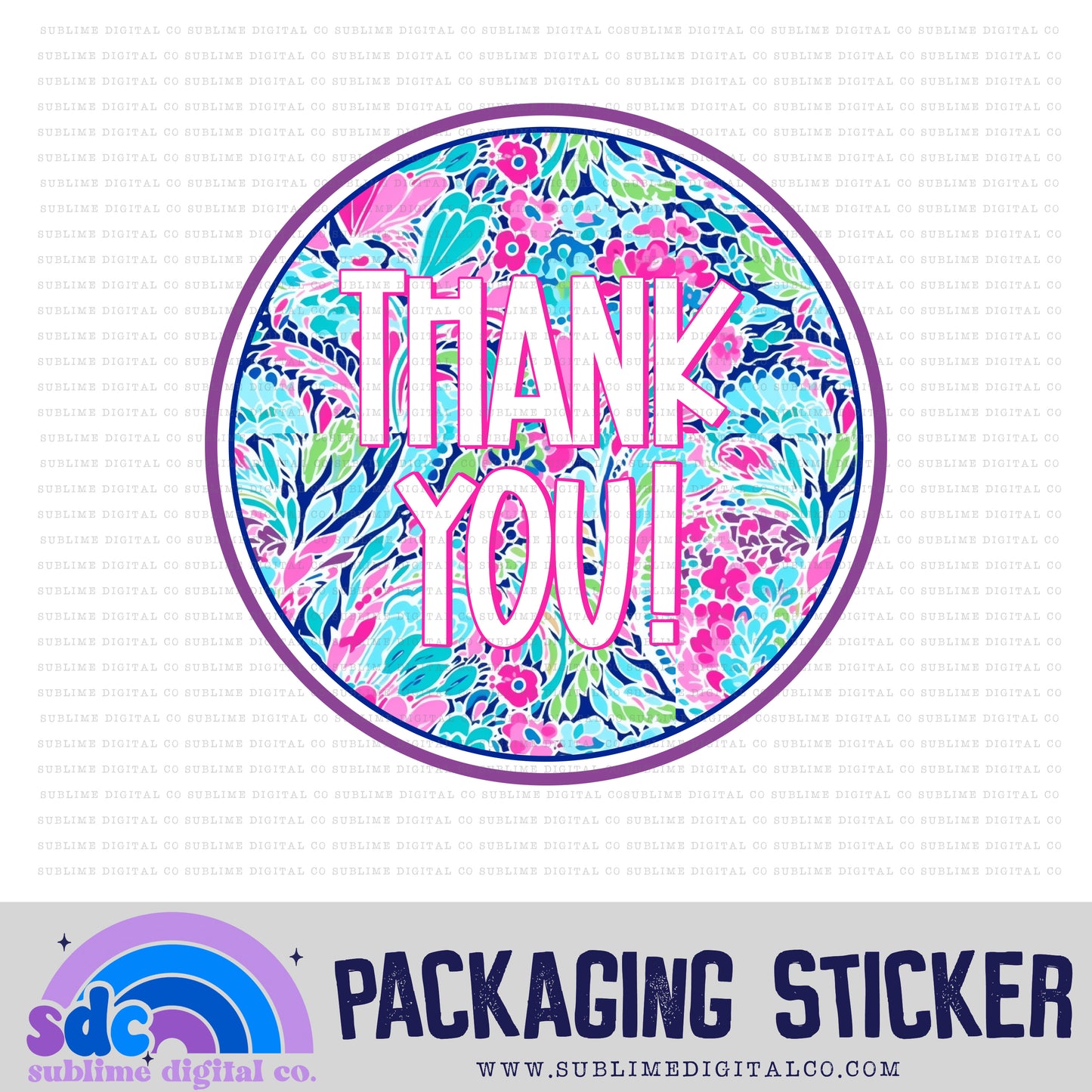 Preppy Floral Ty Circle | Small Business Stickers | Digital Download | PNG File