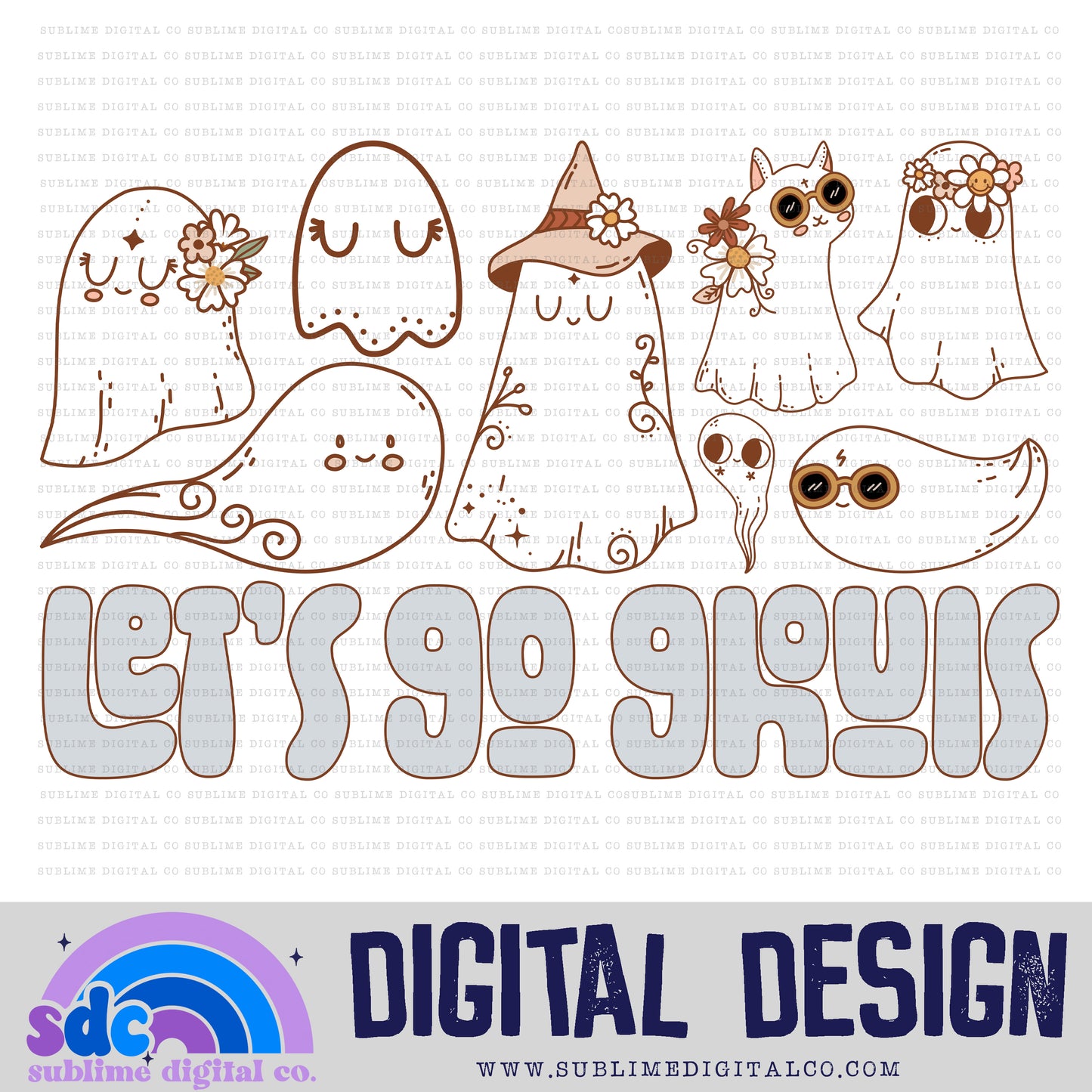 Let's Go Ghouls • Groovy Retro • Halloween • Instant Download • Sublimation Design