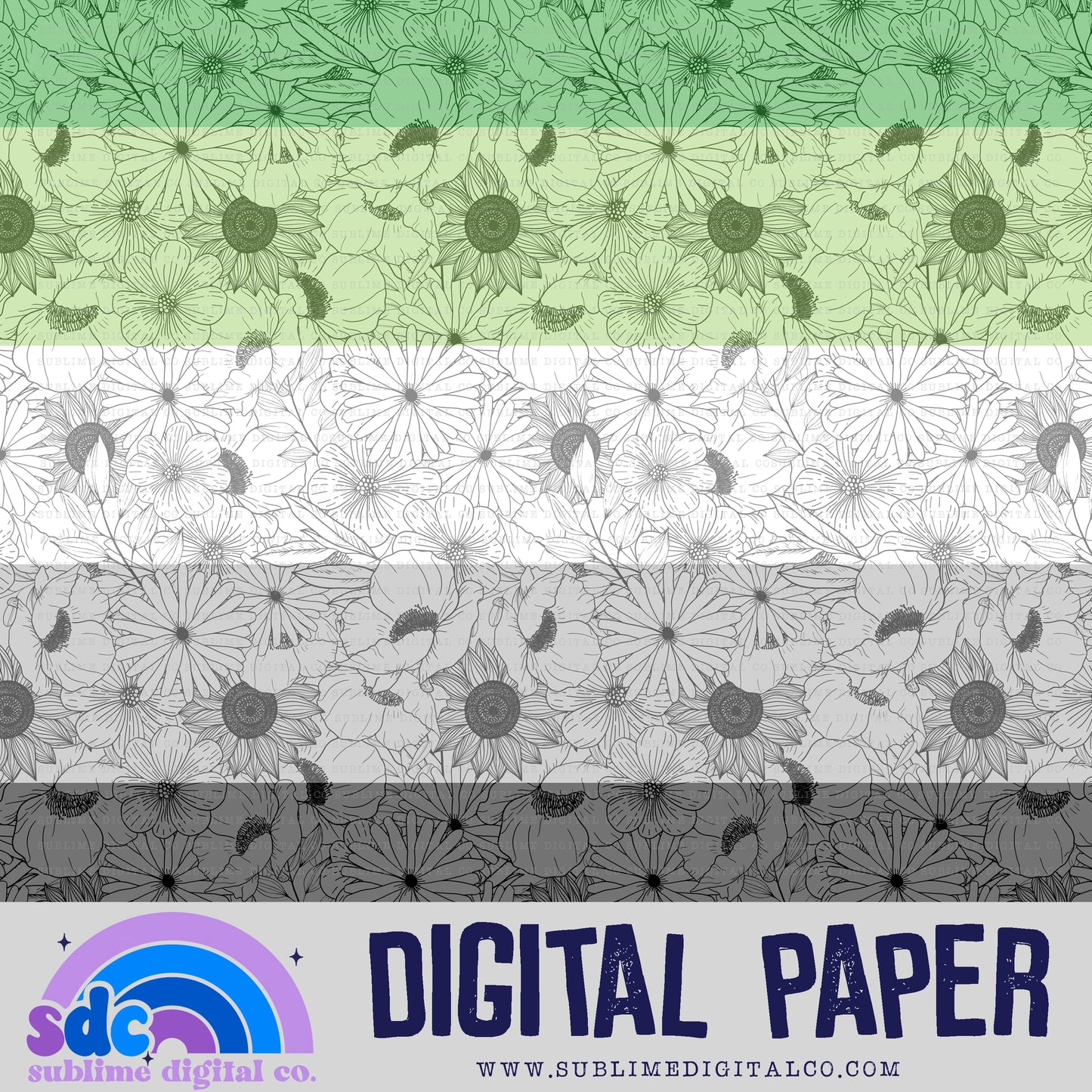 Aromantic Floral • Pride • Digital Paper • Instant Download