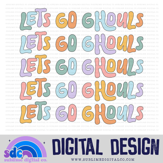 Let's Go Ghouls - Text • Groovy Retro • Halloween • Instant Download • Sublimation Design