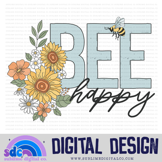Bee Happy 2 • Groovy Retro • Bees • Instant Download • Sublimation Design