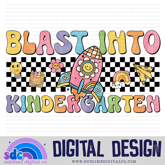 Blast Into Kindergarten • Groovy School • School • Instant Download • Sublimation Design