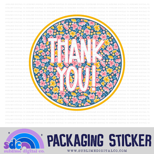 Pink Yellow Floral Ty Circle | Small Business Stickers | Digital Download | PNG File