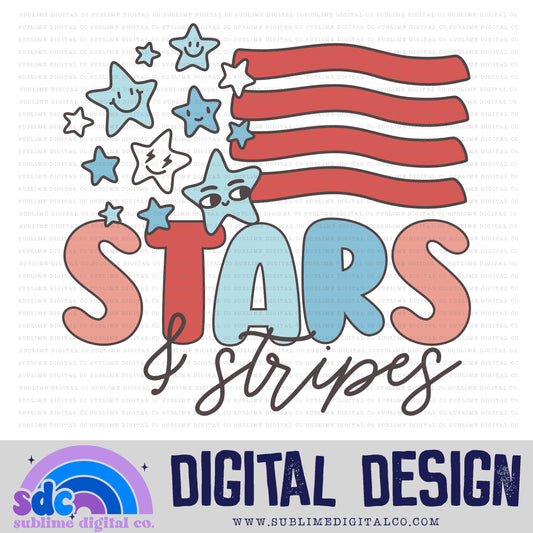 Stars & Stripes • 4th of July • Summer • Instant Download • Sublimation Design