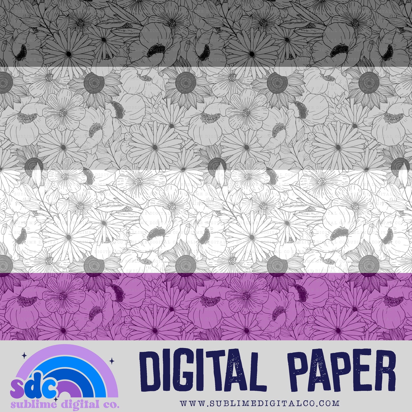 Asexual Floral • Pride • Digital Paper • Instant Download