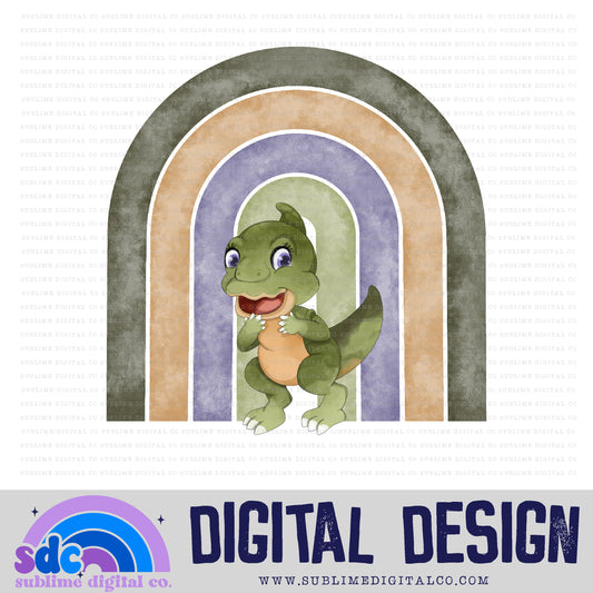 Little Green Dinosaur Rainbow • Dinosaurs • Instant Download • Sublimation Design