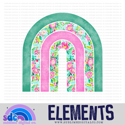 Pink & Green Floral • Rainbows • Instant Download • Sublimation Design