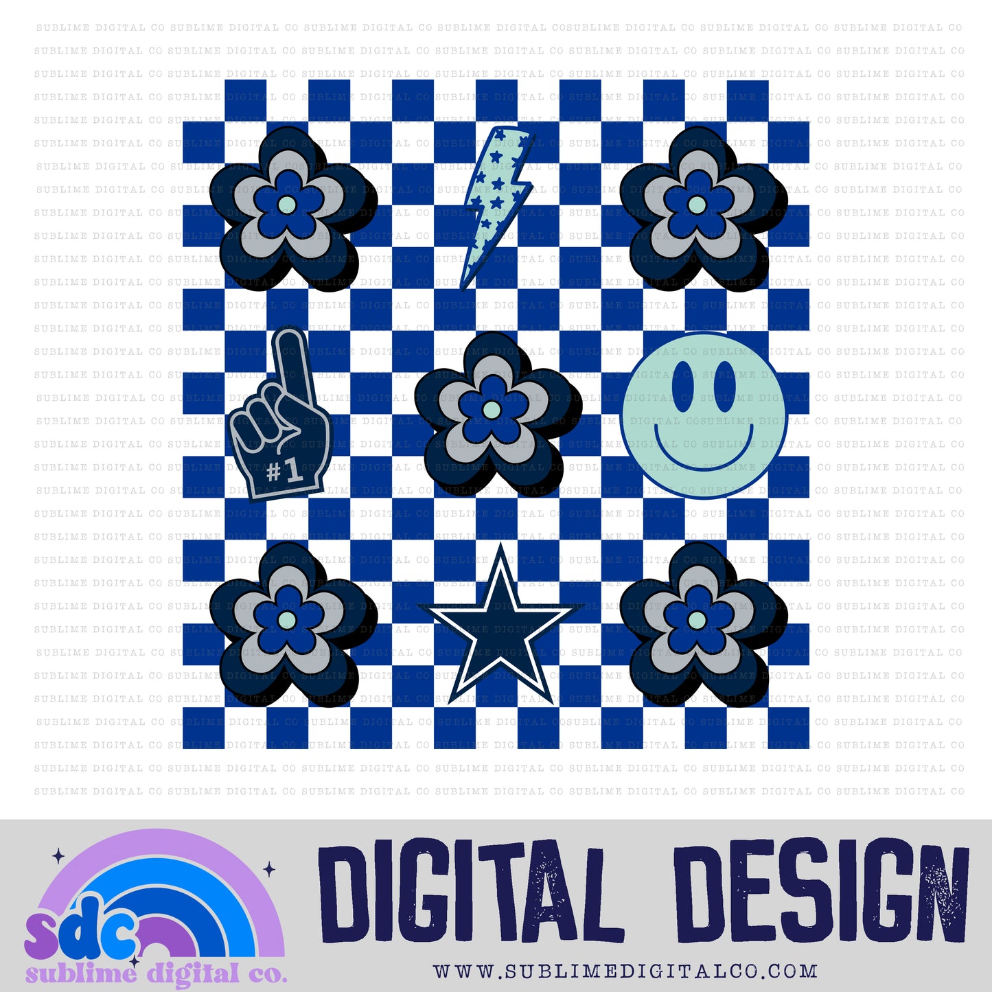 DCBYS Checkerboard - Bright Blue • DCBYS • Sports • Instant Download • Sublimation Design