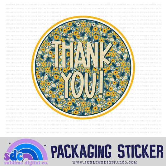 Golden Floral Ty Circle | Small Business Stickers | Digital Download | PNG File