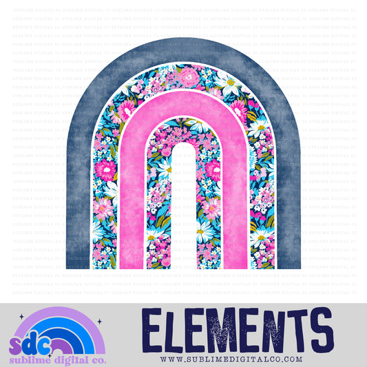 Blue & Pink Dainty Floral 2 • Rainbows • Instant Download • Sublimation Design