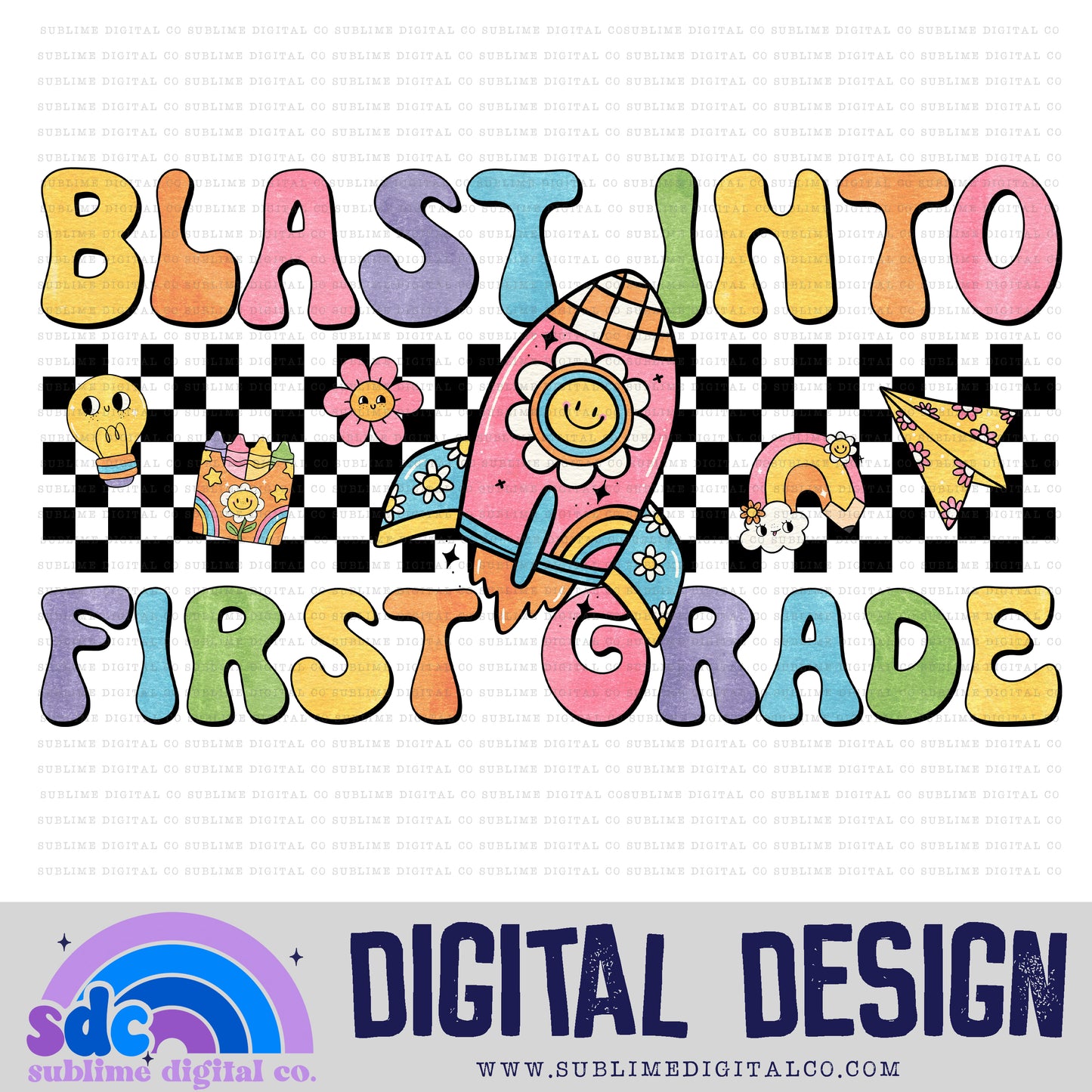 Blast Into School Bundle • Groovy School • School • Instant Download • Sublimation Design