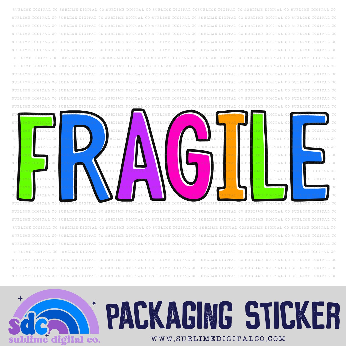 Fragile - Neon | Small Business Stickers | Digital Download | PNG File