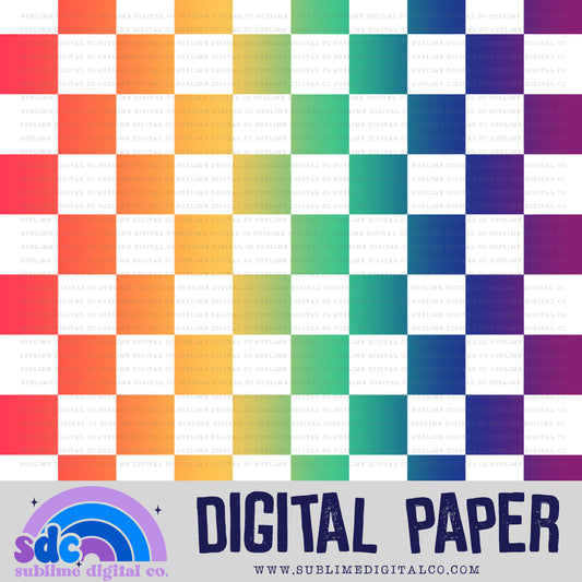 Rainbow Checkerboard • Pride • Digital Paper • Instant Download