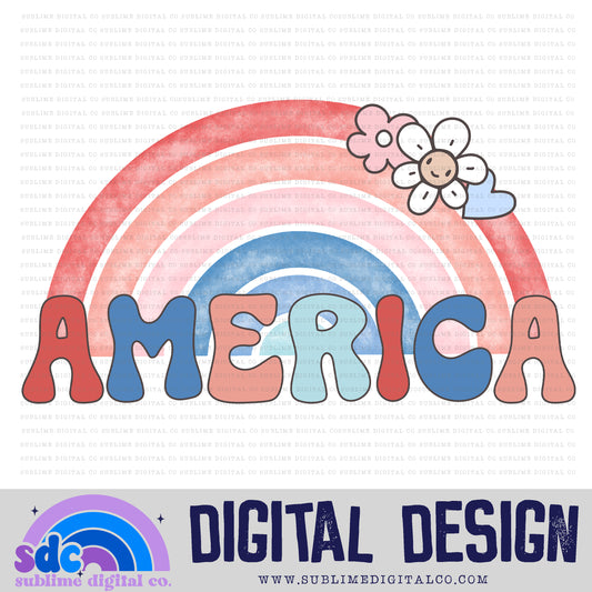 America - Rainbow • 4th of July • Summer • Instant Download • Sublimation Design