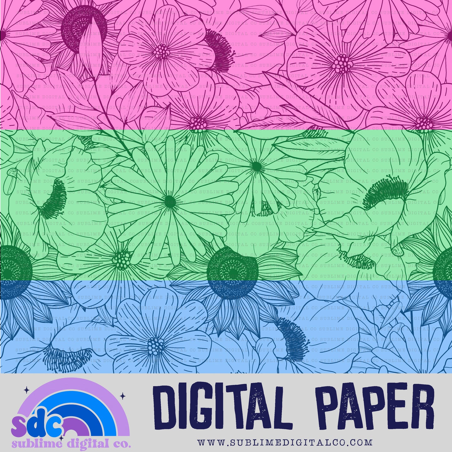 Poly Floral • Pride • Digital Paper • Instant Download
