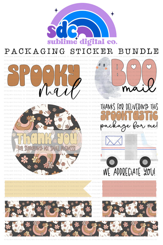 Floral Rainbow Ghost Sticker Bundle | PNG Files | Digital Download