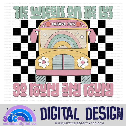 Wheels on the Bus • Groovy School • School • Instant Download • Sublimation Design