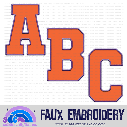 Purple & Orange • School Colors • Faux Embroidery Letter Sets • 26 PNG Files • Digital Download