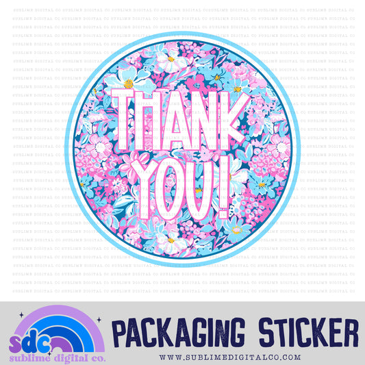 Baby Pink/Blue Floral Ty Circle | Small Business Stickers | Digital Download | PNG File