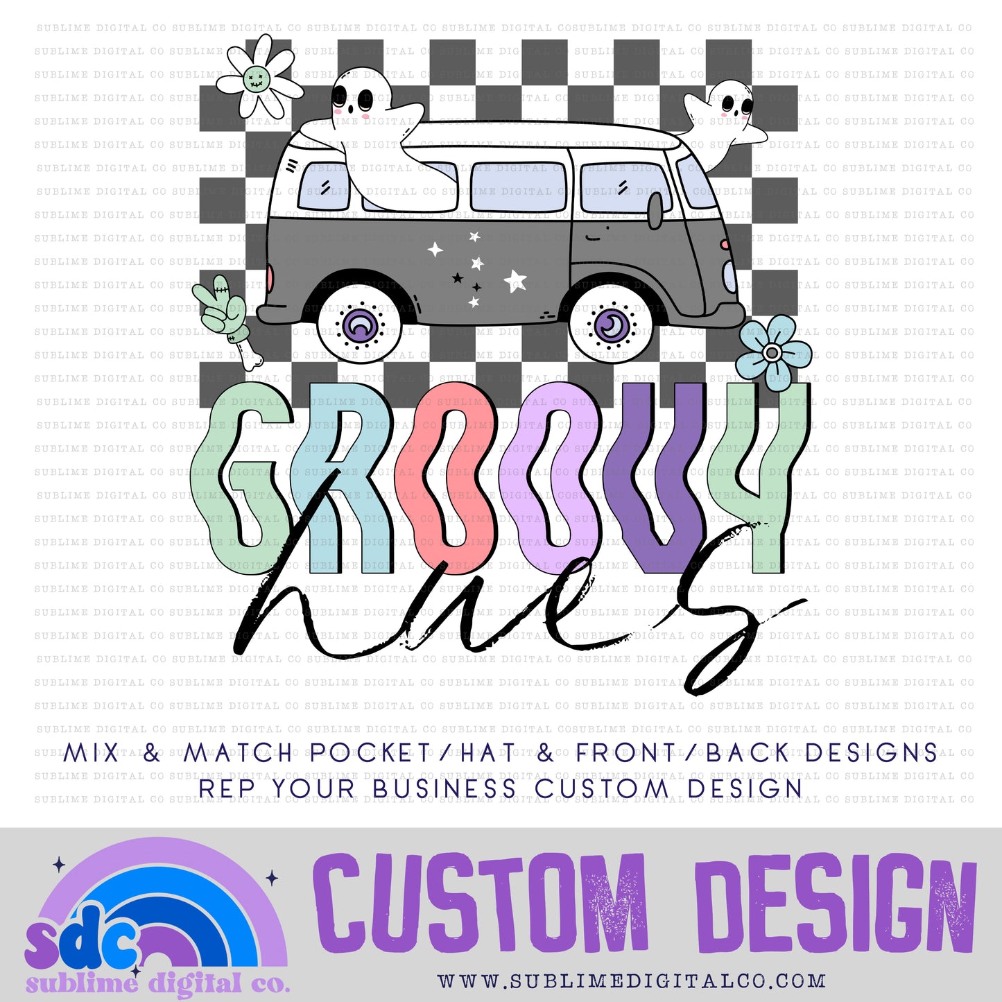 Spooky Pastel Van • Front or Back Custom • Rep Your Business • Instant Download • Sublimation Design