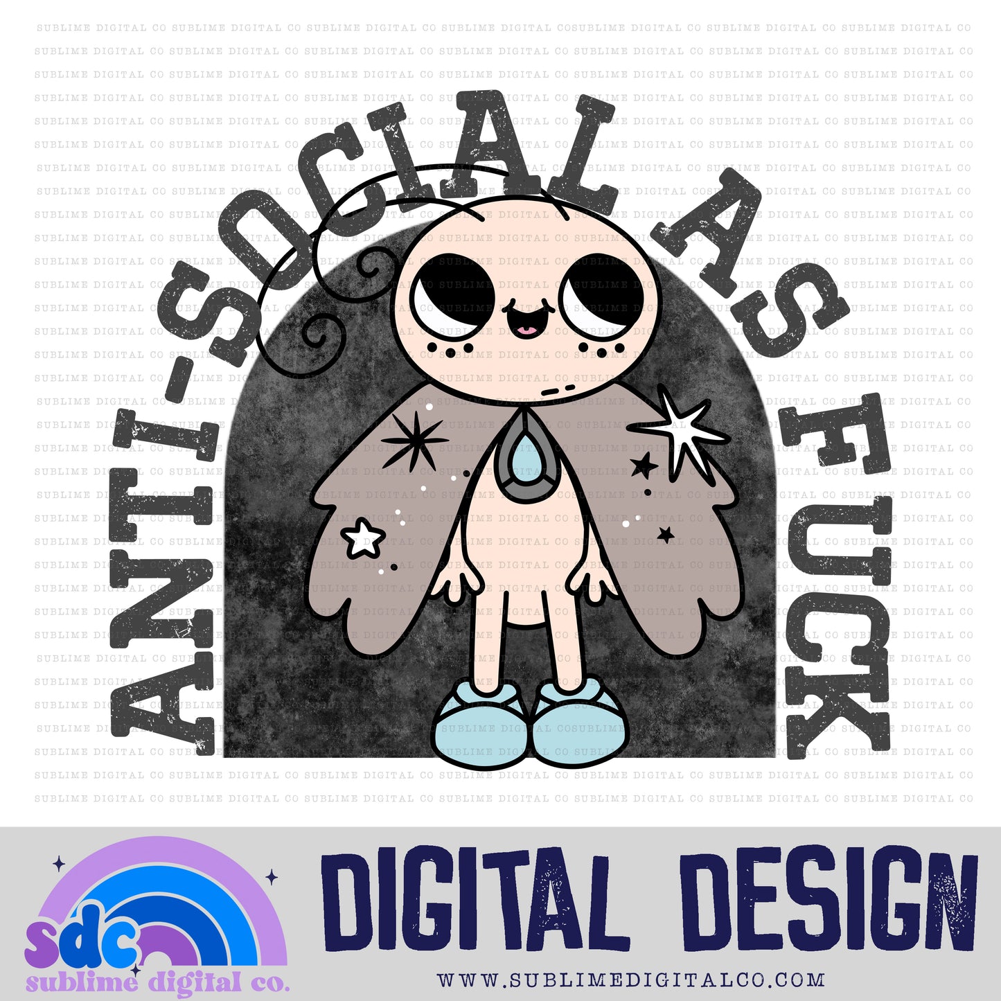 Anti-Social AF • Pastel • Halloween • Spooky • Instant Download • Sublimation Design