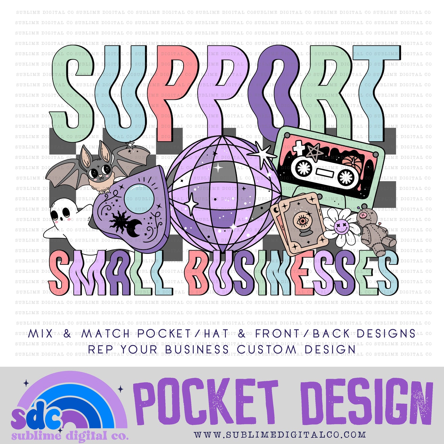 Spooky Pastel • Pocket/Hat Design • Rep Your Business • Instant Download • Sublimation Design