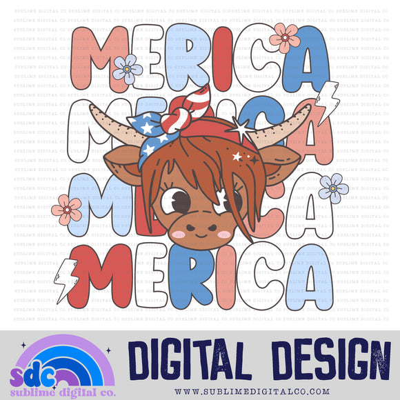 Merica - Cow • 4th of July • Summer • Instant Download • Sublimation Design