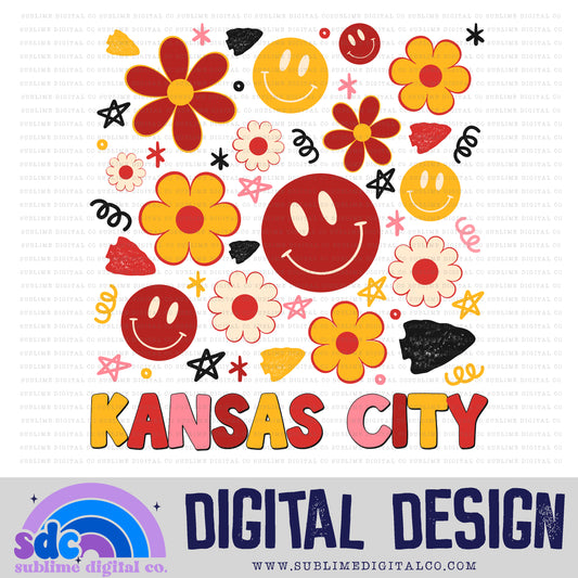 KC Smiley Floral • KC • Sports • Instant Download • Sublimation Design