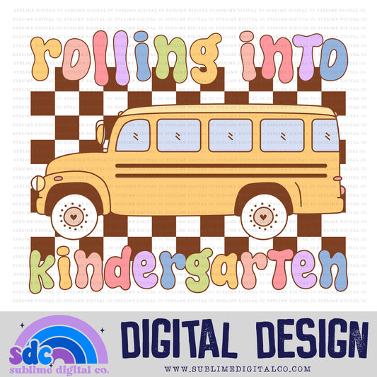Rolling into Kindergarten - School Bus • Groovy School • School • Instant Download • Sublimation Design