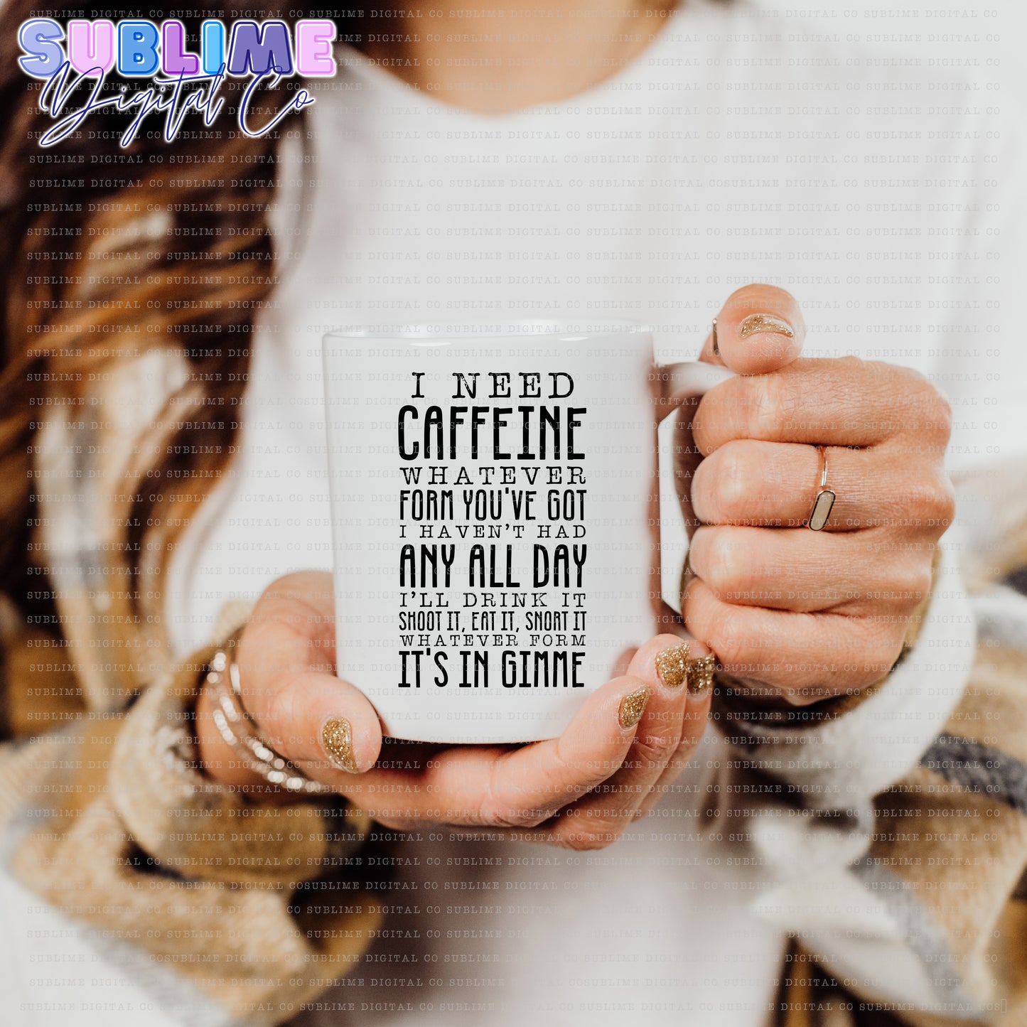 Caffeine • Mom & Daughter • Instant Download • Sublimation Design