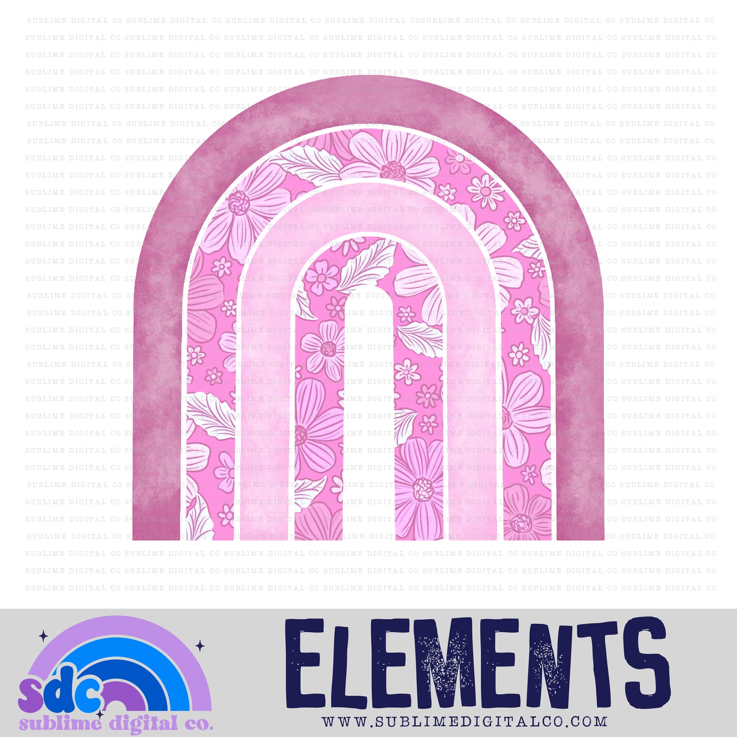 Pink Floral 2 • Rainbows • Instant Download • Sublimation Design