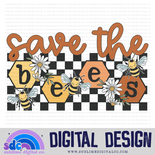 Save the Bees • Groovy Retro • Bees • Instant Download • Sublimation Design